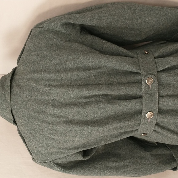 Vintage Swiss Military Wool Coat Bluish Gray Silver Cross Buttons Long Length - Picture 6 of 16